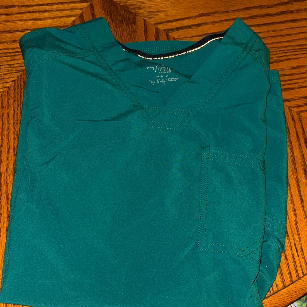 Teal V-Neck Scrub Top and bottom set Medium top large bottoms